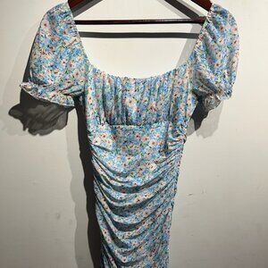 🌸 Kiss The Sky Ruched Floral Puff Sleeve Dress